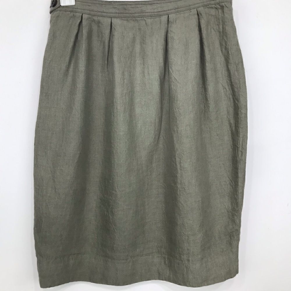 Proenza Schouler Gray Green 100%โLinen Pleated Pencil MiniโSkirt